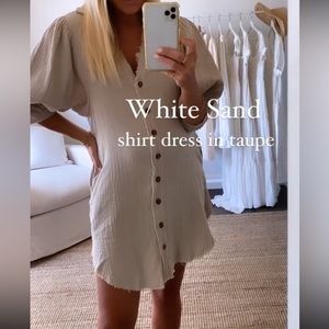 Solai White Sand Shirt Dress Taupe